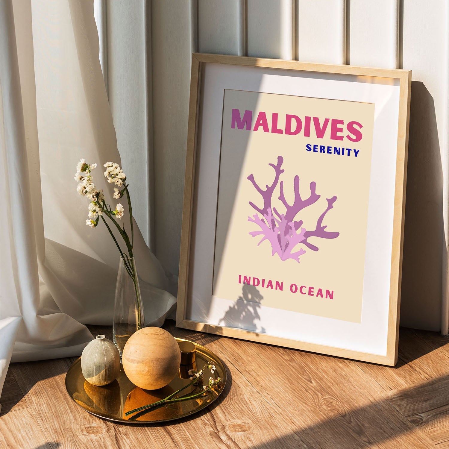 Wes Co Gallery Poster Maldives Serentiy Colorful Travel 5 x 7" Home Goods - Travel Illustrations Edge to edge Art Print