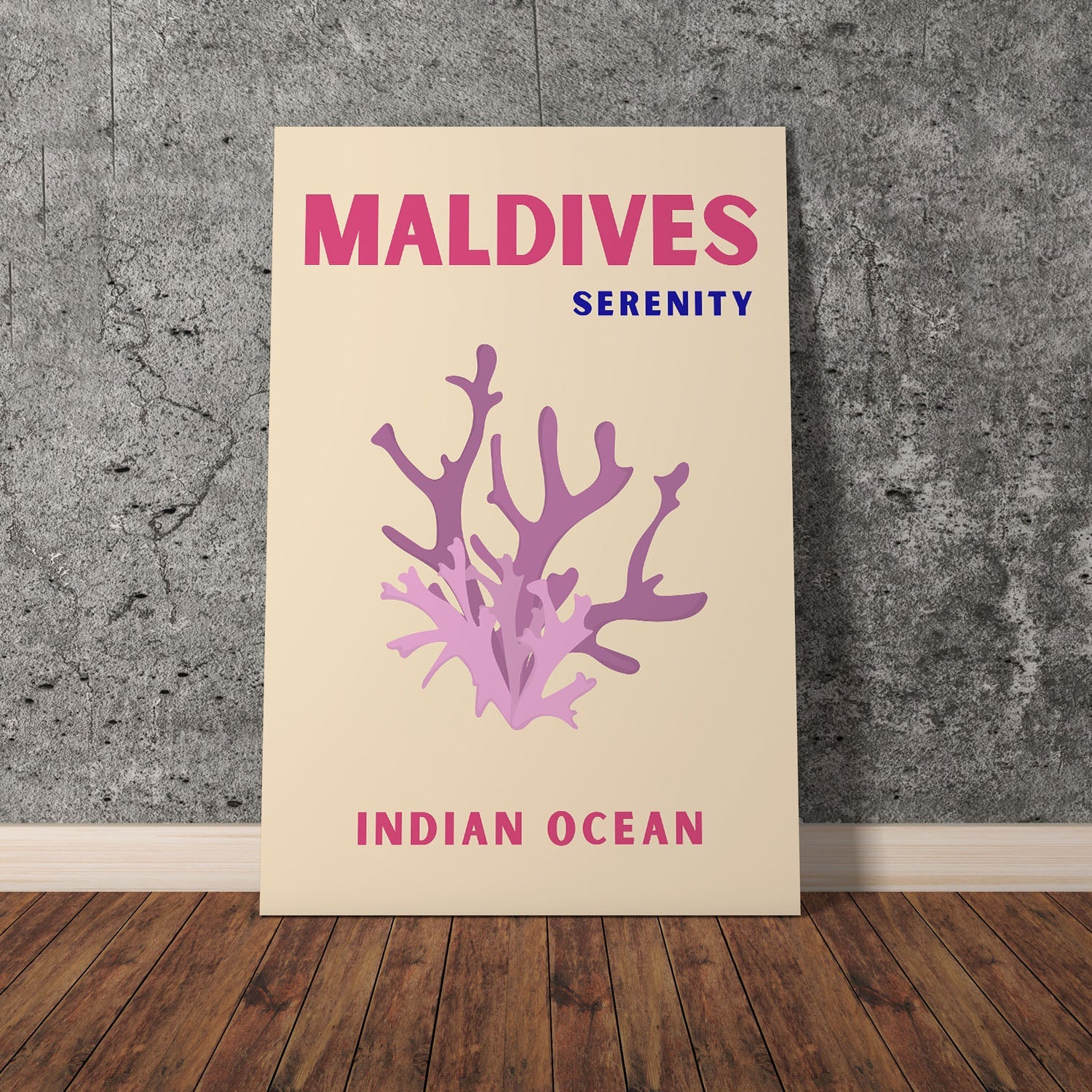 Wes Co Gallery Poster Maldives Serentiy Colorful Travel 11 x 17" Home Goods - Travel Illustrations Edge to edge Art Print