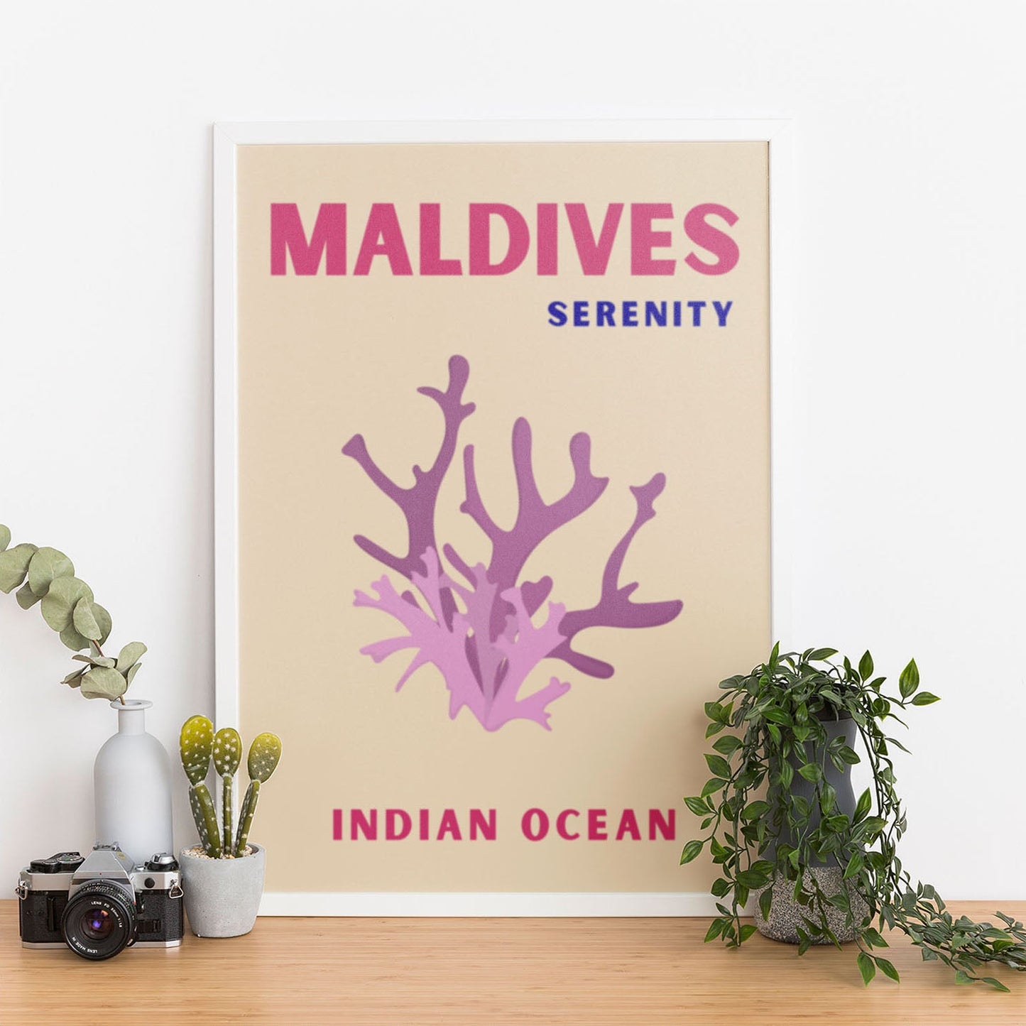 Wes Co Gallery Poster Maldives Serentiy Colorful Travel 12 x 16" Home Goods - Travel Illustrations Edge to edge Art Print