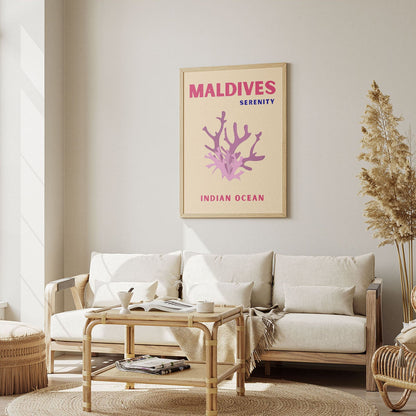 Wes Co Gallery Poster Maldives Serentiy Colorful Travel 12 x 16" Home Goods - Travel Illustrations Edge to edge Art Print