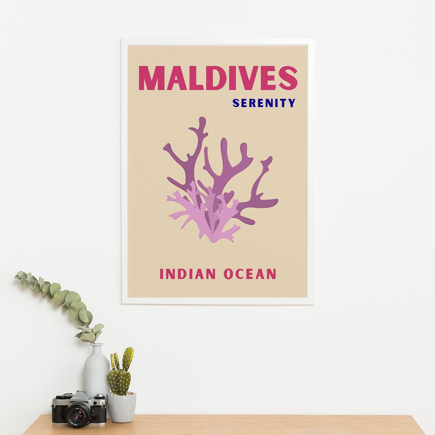 Wes Co Gallery Poster Maldives Serentiy Colorful Travel 16 x 20" Home Goods - Travel Illustrations Edge to edge Art Print