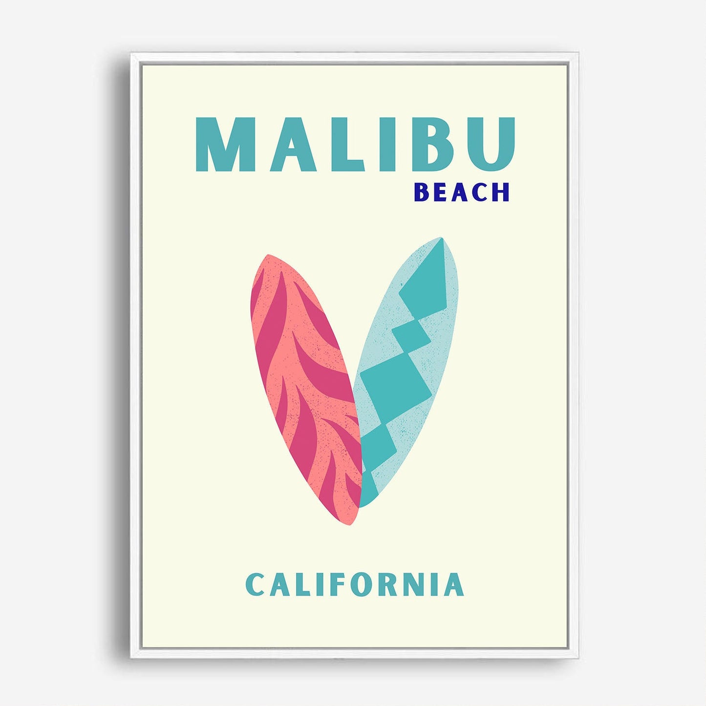 Wes Co Gallery Poster Malibu Beach California Colorful Travel 5 x 7" Home Goods - Travel Illustrations Edge to edge Art Print