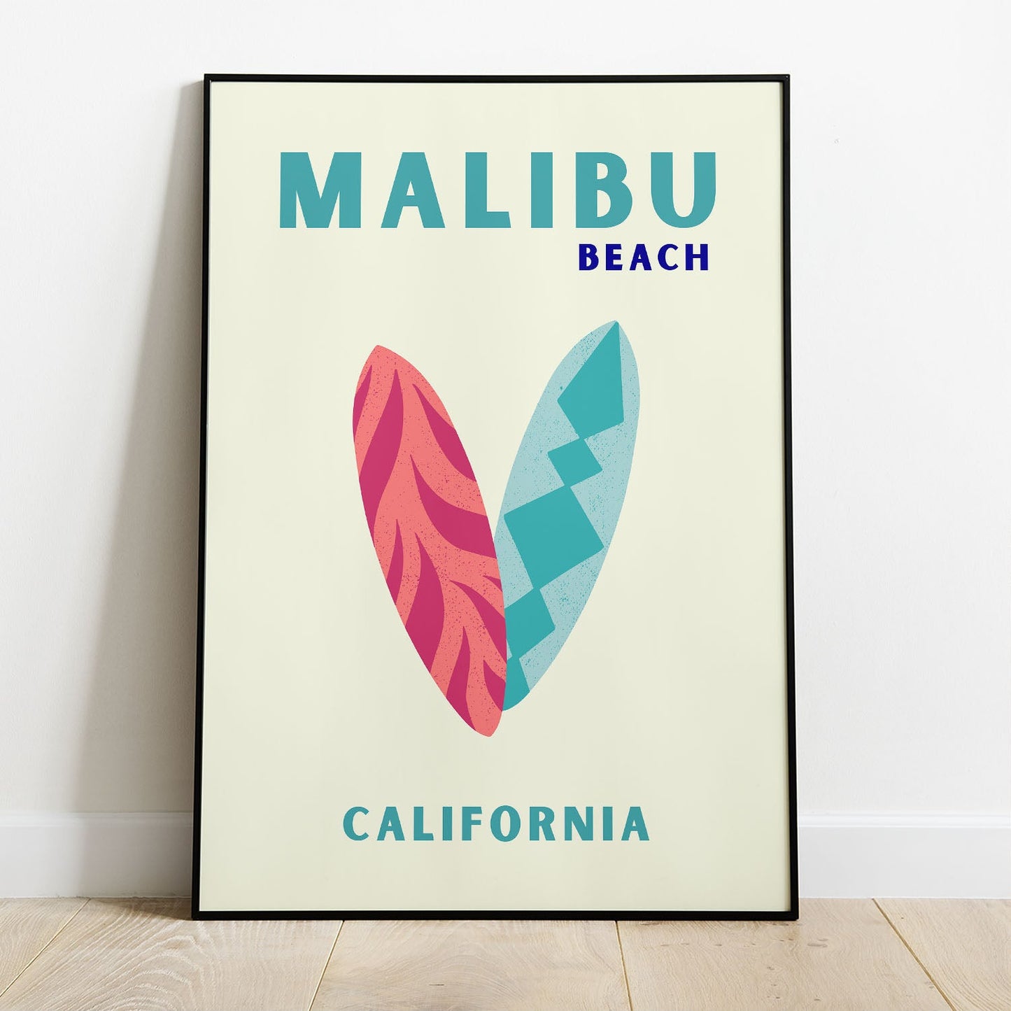 Wes Co Gallery Poster Malibu Beach California Colorful Travel 8 x 10" Home Goods - Travel Illustrations Edge to edge Art Print