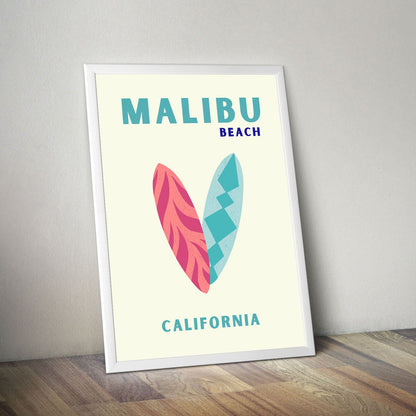 Wes Co Gallery Poster Malibu Beach California Colorful Travel 16 x 20" Home Goods - Travel Illustrations Edge to edge Art Print