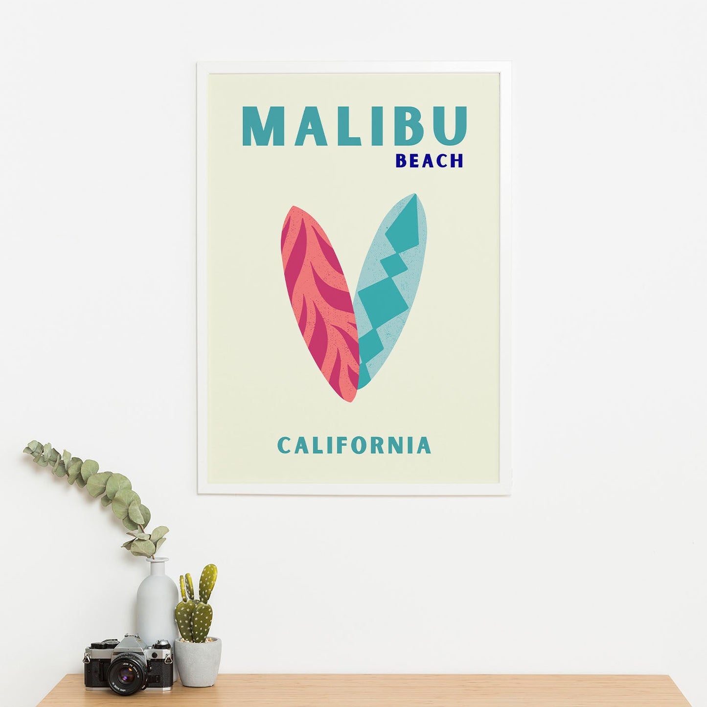 Wes Co Gallery Poster Malibu Beach California Colorful Travel 16 x 20" Home Goods - Travel Illustrations Edge to edge Art Print