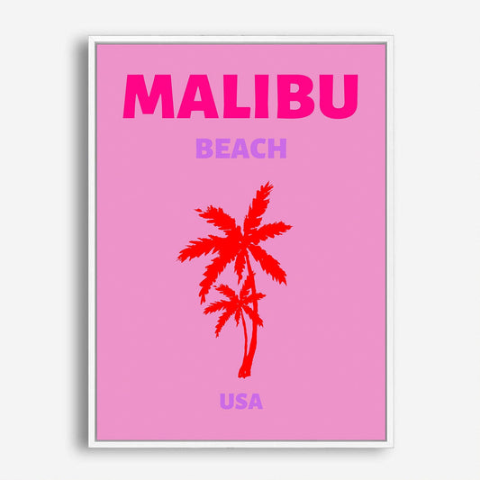 Wes Co Gallery Poster Malibu Beach USA Colorful Travel 5 x 7" Home Goods - Travel Illustrations Edge to edge Art Print