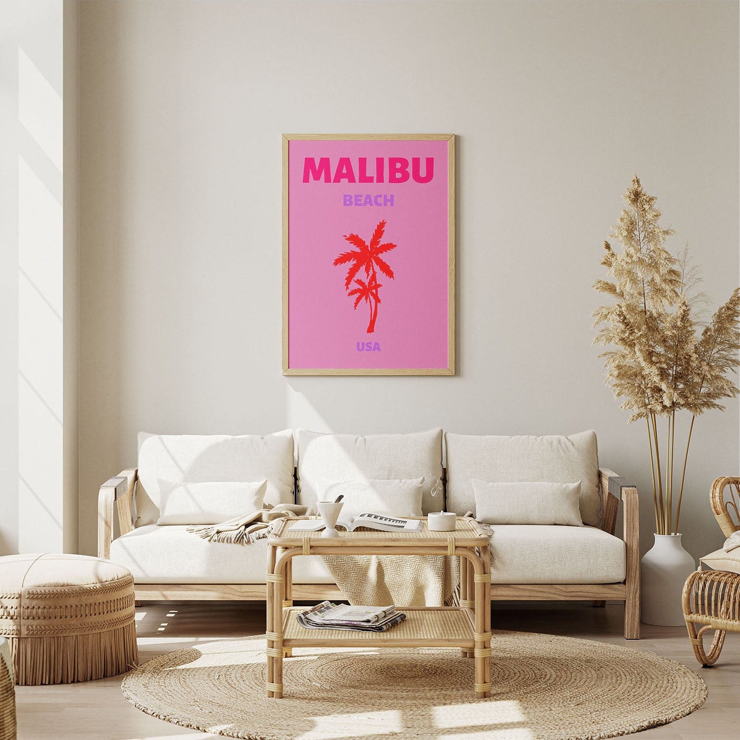 Wes Co Gallery Poster Malibu Beach USA Colorful Travel 8 x 10" Home Goods - Travel Illustrations Edge to edge Art Print