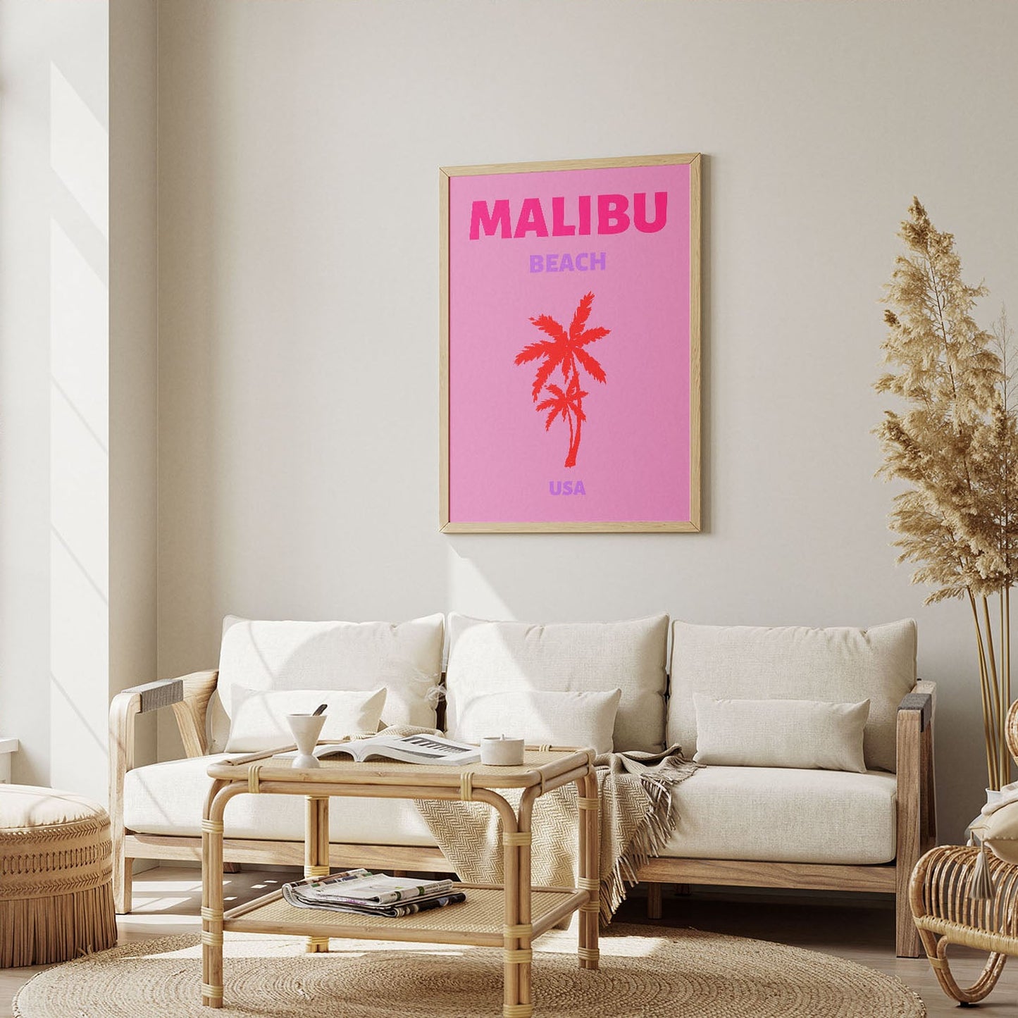 Wes Co Gallery Poster Malibu Beach USA Colorful Travel 12 x 16" Home Goods - Travel Illustrations Edge to edge Art Print