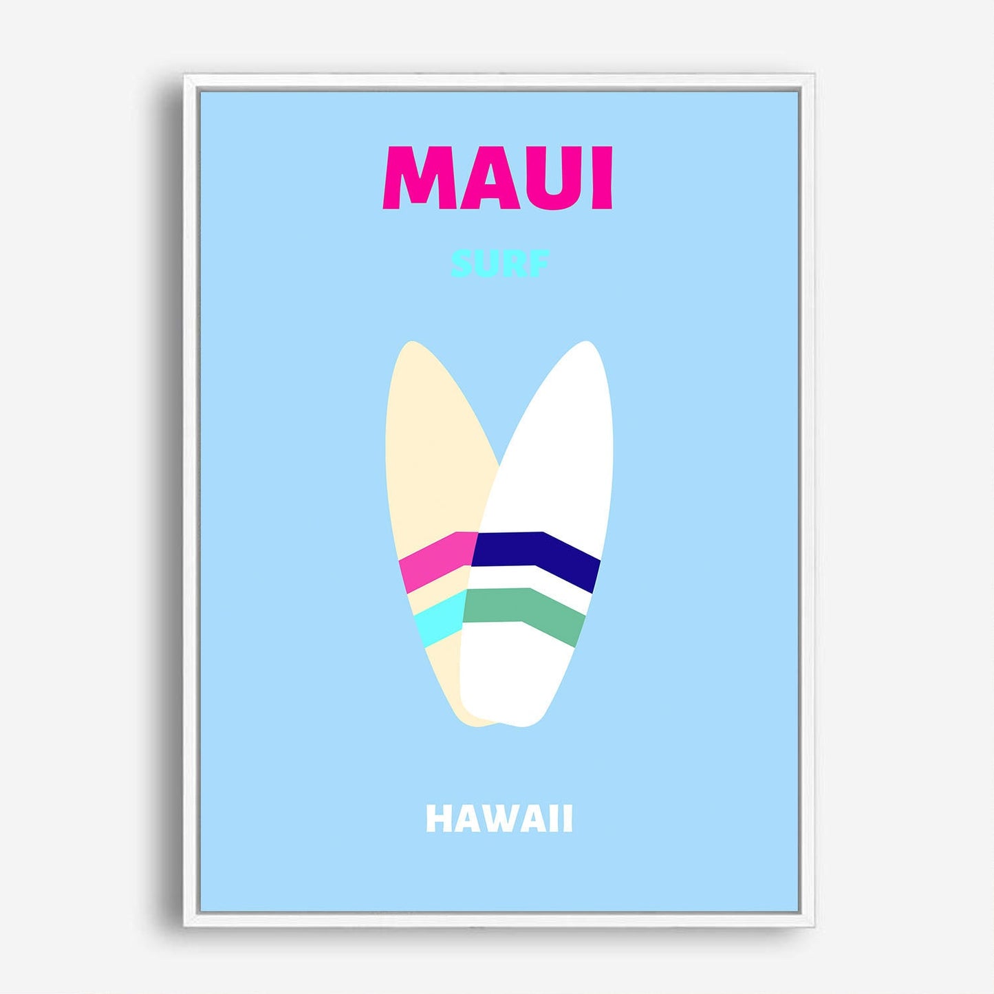 Wes Co Gallery Poster Maui Surf Hawaii Colorful Travel 5 x 7" Home Goods - Travel Illustrations Edge to edge Art Print