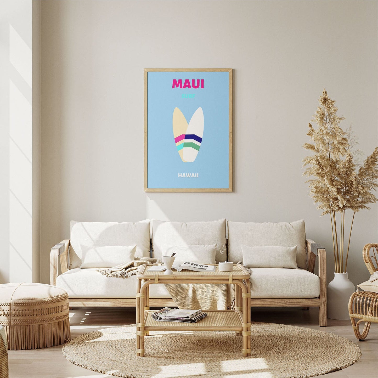 Wes Co Gallery Poster Maui Surf Hawaii Colorful Travel 8 x 10" Home Goods - Travel Illustrations Edge to edge Art Print