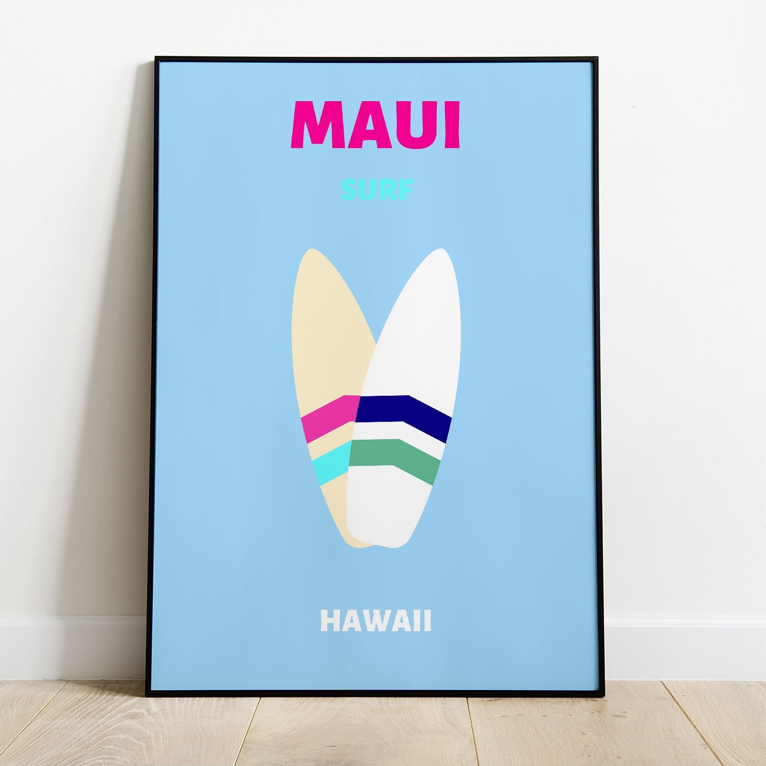 Wes Co Gallery Poster Maui Surf Hawaii Colorful Travel 8 x 10" Home Goods - Travel Illustrations Edge to edge Art Print