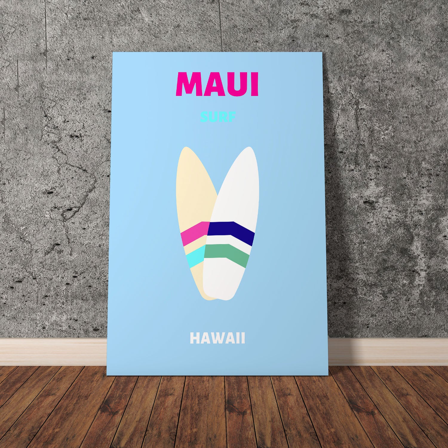 Wes Co Gallery Poster Maui Surf Hawaii Colorful Travel 11 x 17" Home Goods - Travel Illustrations Edge to edge Art Print