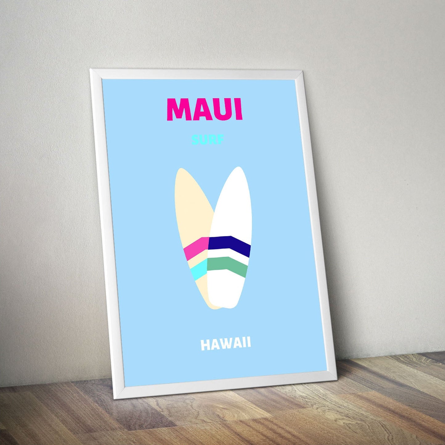 Wes Co Gallery Poster Maui Surf Hawaii Colorful Travel 16 x 20" Home Goods - Travel Illustrations Edge to edge Art Print