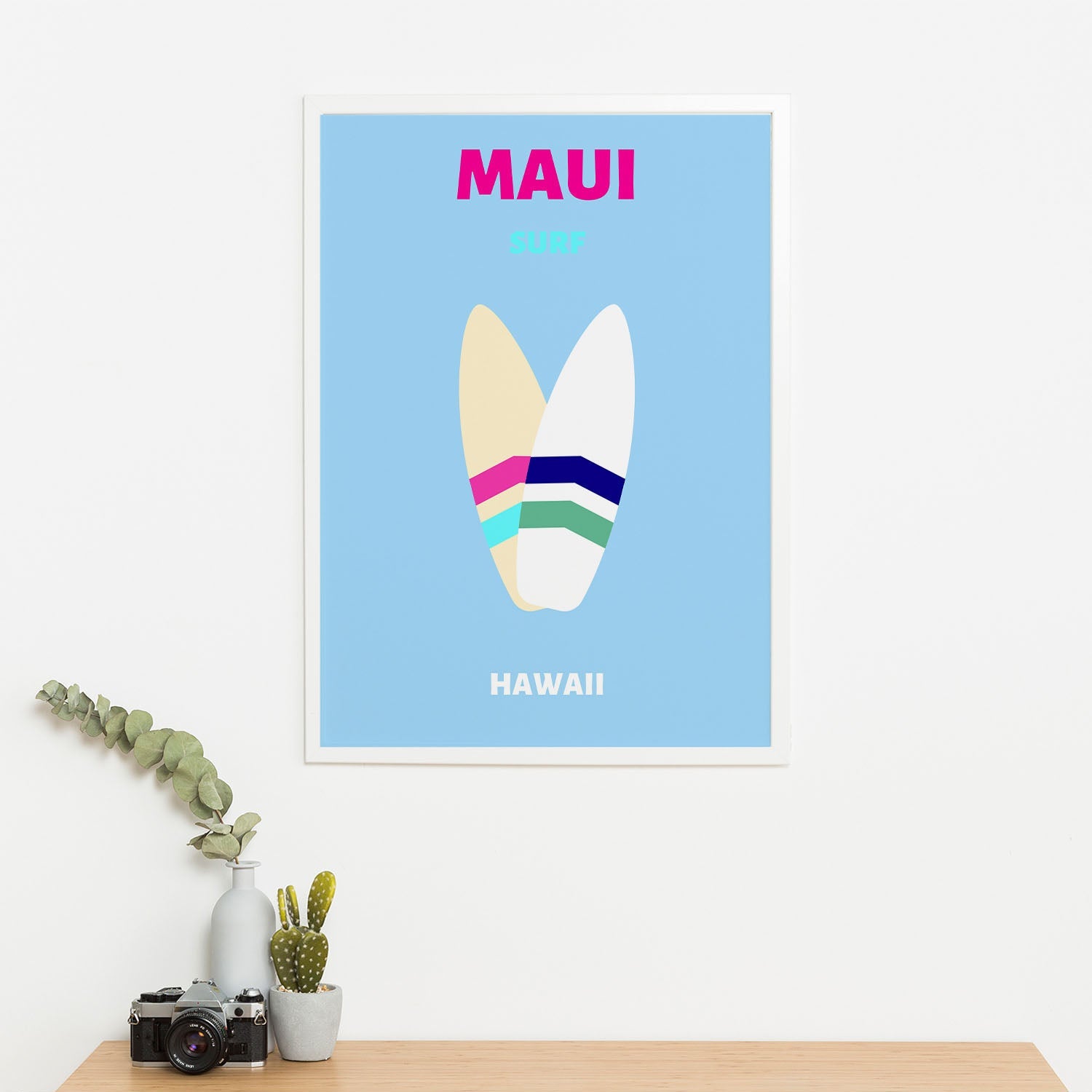 Wes Co Gallery Poster Maui Surf Hawaii Colorful Travel 16 x 20" Home Goods - Travel Illustrations Edge to edge Art Print