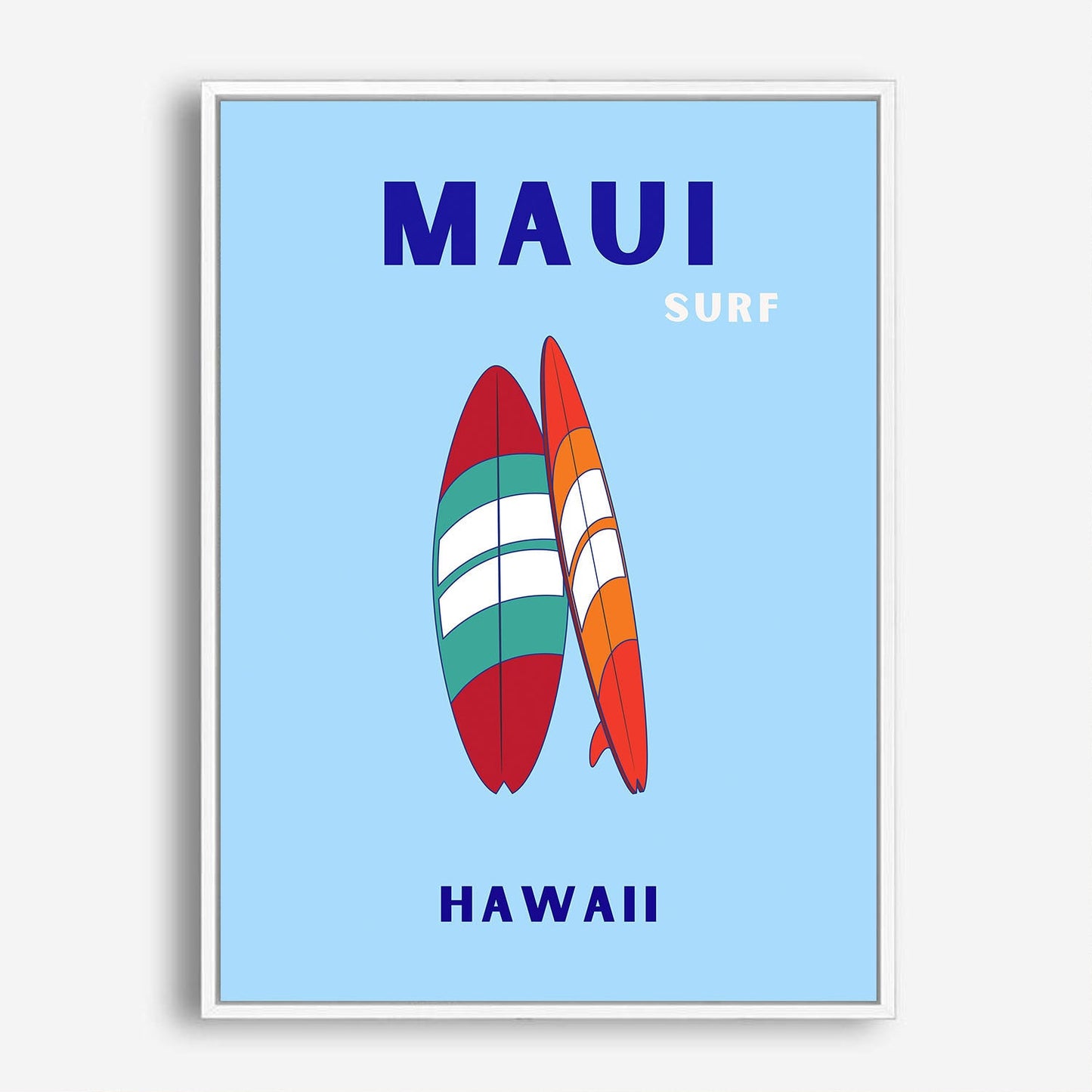 Wes Co Gallery Poster Maui Surfboard Hawaii Colorful Travel 5 x 7" Home Goods - Travel Illustrations Edge to edge Art Print