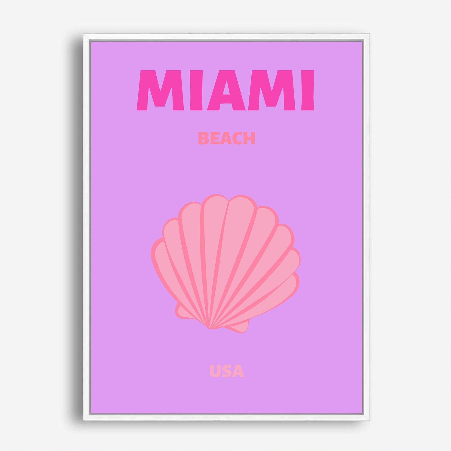 Wes Co Gallery Poster Miami Beach Pink USA Colorful Travel 5 x 7" Home Goods - Travel Illustrations Edge to edge Art Print