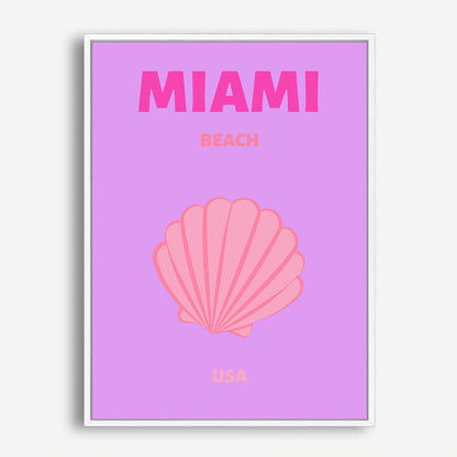 Wes Co Gallery Poster Miami Beach Pink USA Colorful Travel 5 x 7" Home Goods - Travel Illustrations Edge to edge Art Print