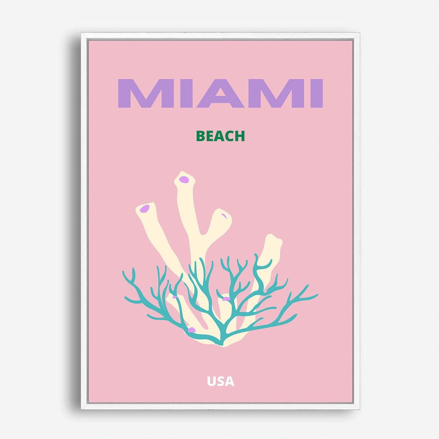 Wes Co Gallery Poster Miami Beach USA Colorful Travel 5 x 7" Home Goods - Travel Illustrations Edge to edge Art Print