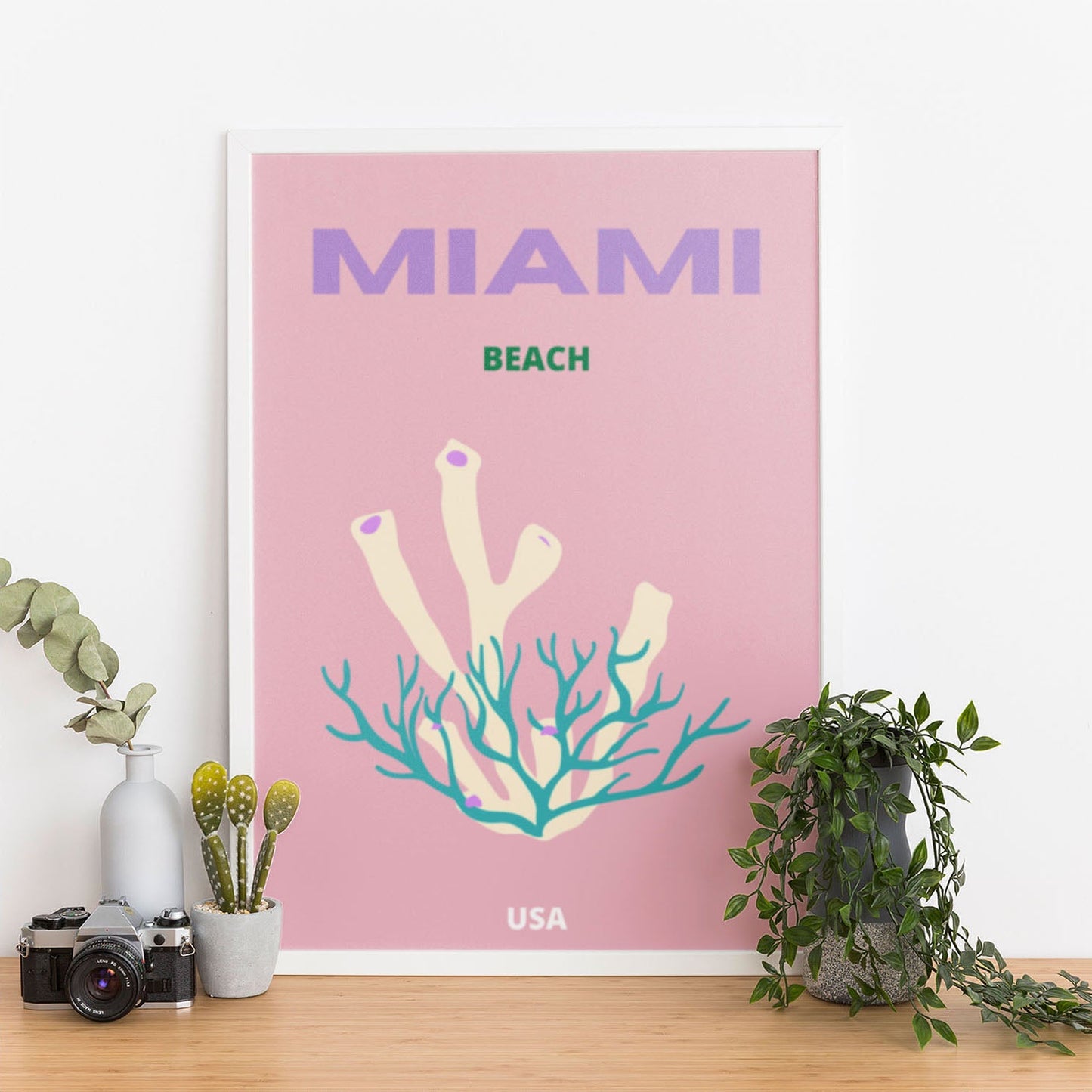 Wes Co Gallery Poster Miami Beach USA Colorful Travel 12 x 16" Home Goods - Travel Illustrations Edge to edge Art Print