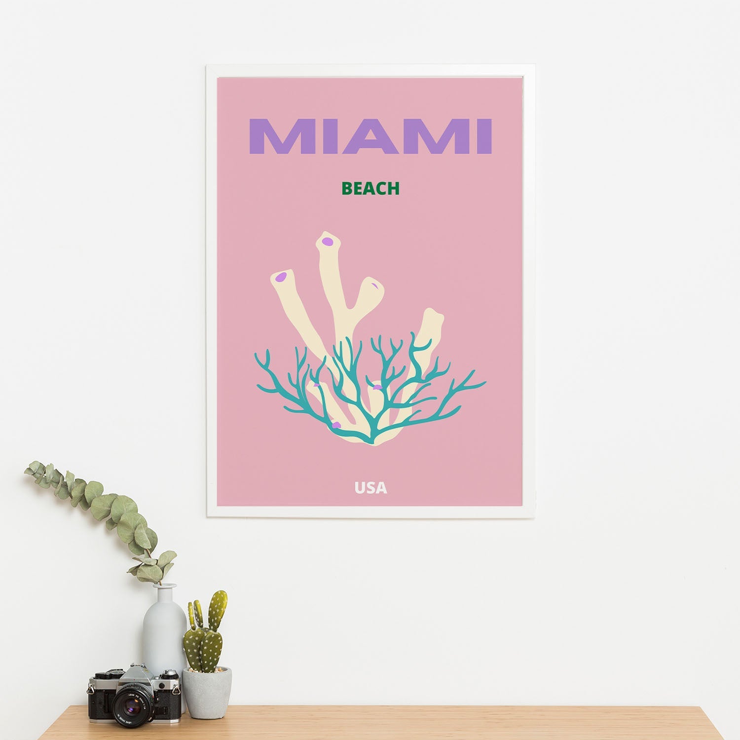 Wes Co Gallery Poster Miami Beach USA Colorful Travel 16 x 20" Home Goods - Travel Illustrations Edge to edge Art Print