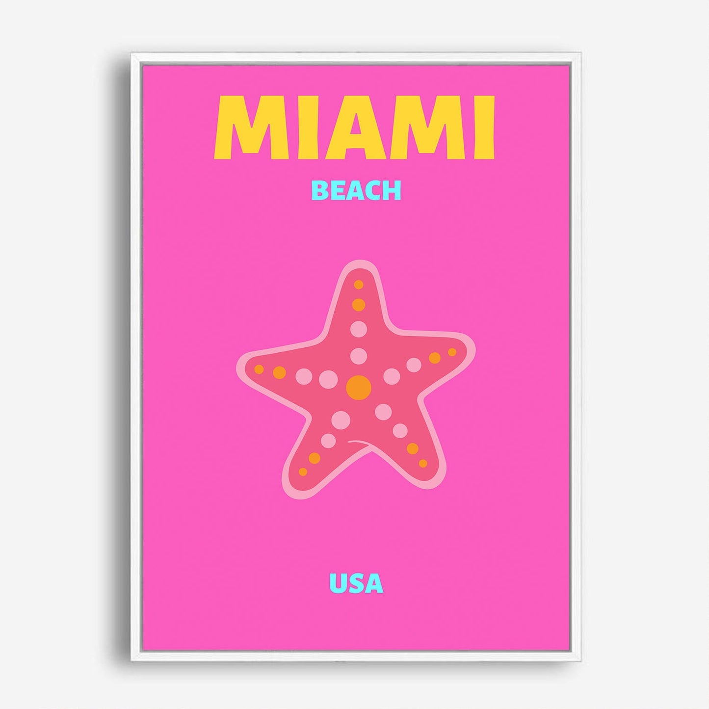 Wes Co Gallery Poster Miami Beach USA Pink Colorful Travel 5 x 7" Home Goods - Travel Illustrations Edge to edge Art Print