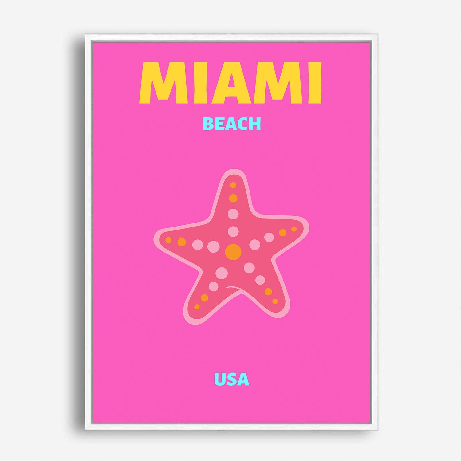 Wes Co Gallery Poster Miami Beach USA Pink Colorful Travel 5 x 7" Home Goods - Travel Illustrations Edge to edge Art Print