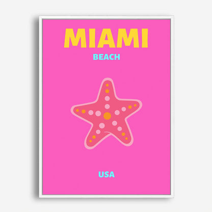 Wes Co Gallery Poster Miami Beach USA Pink Colorful Travel 5 x 7" Home Goods - Travel Illustrations Edge to edge Art Print