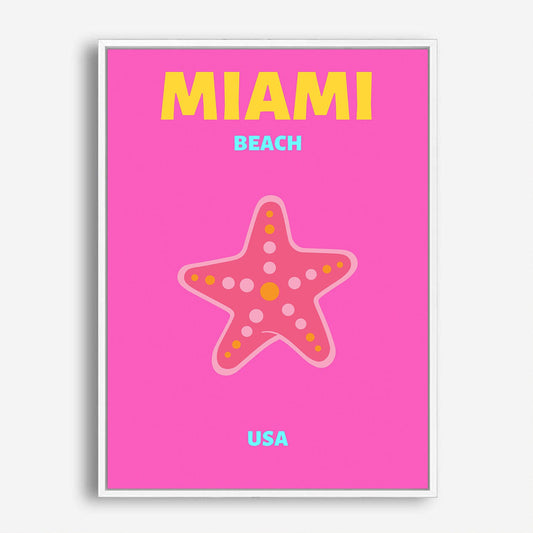 Wes Co Gallery Poster Miami Beach USA Pink Colorful Travel 5 x 7" Home Goods - Travel Illustrations Edge to edge Art Print