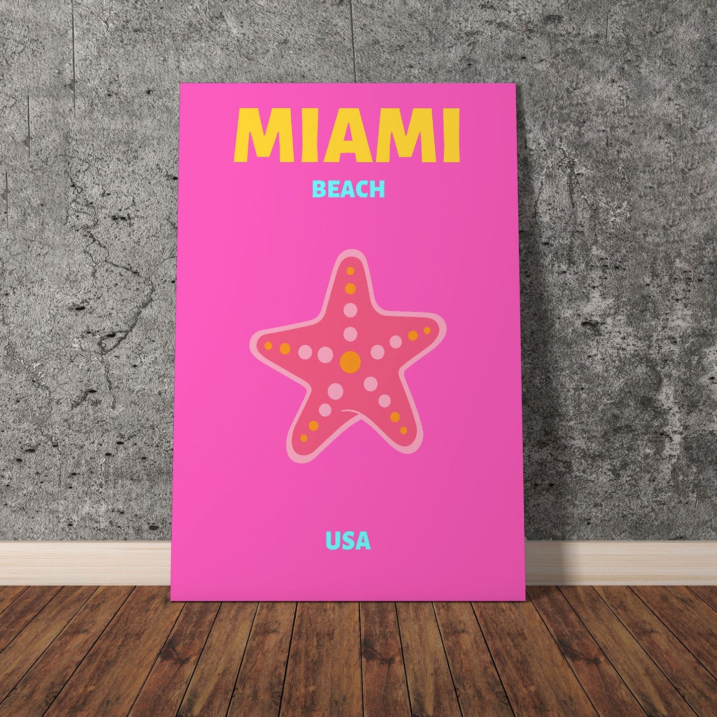 Wes Co Gallery Poster Miami Beach USA Pink Colorful Travel 11 x 17" Home Goods - Travel Illustrations Edge to edge Art Print