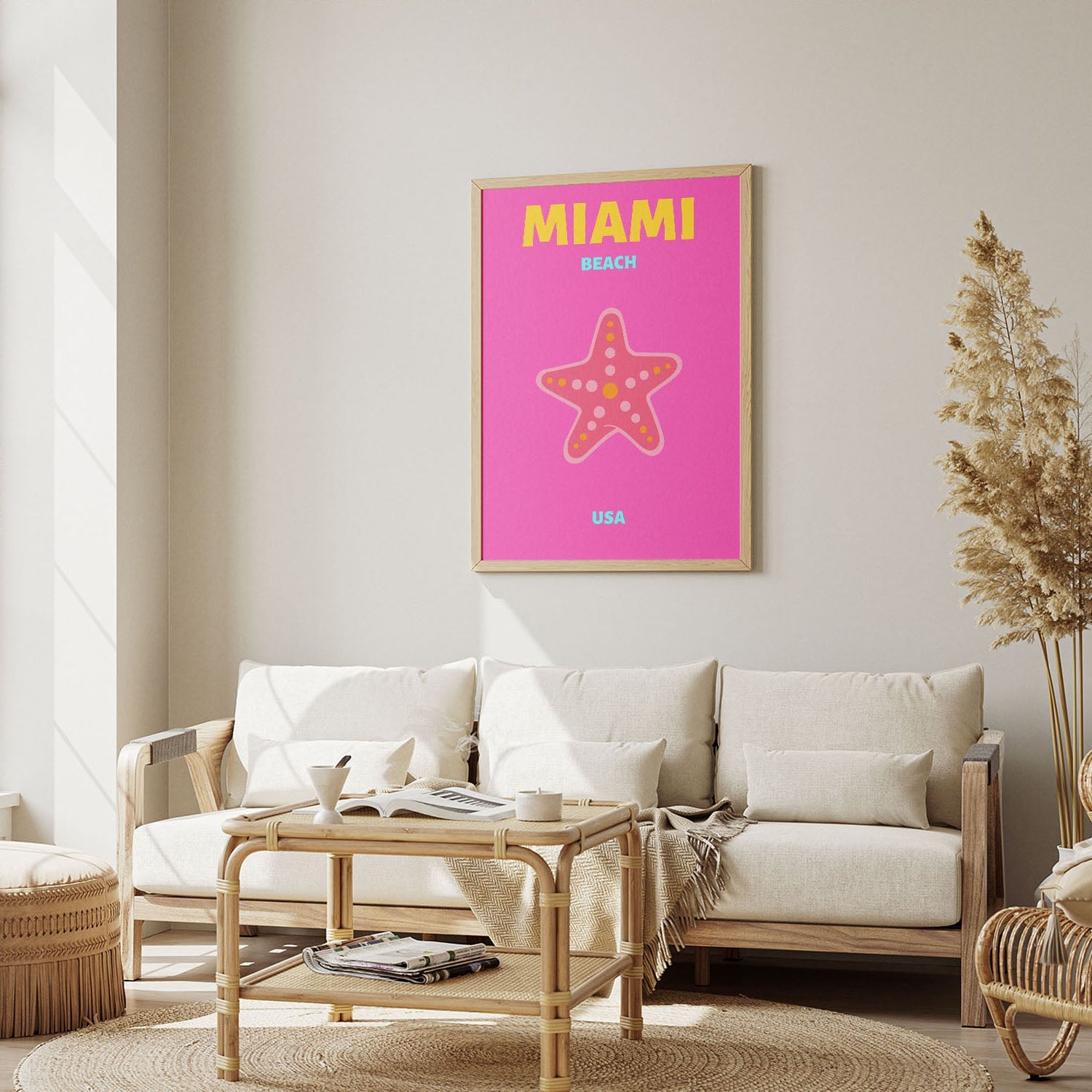 Wes Co Gallery Poster Miami Beach USA Pink Colorful Travel 12 x 16" Home Goods - Travel Illustrations Edge to edge Art Print