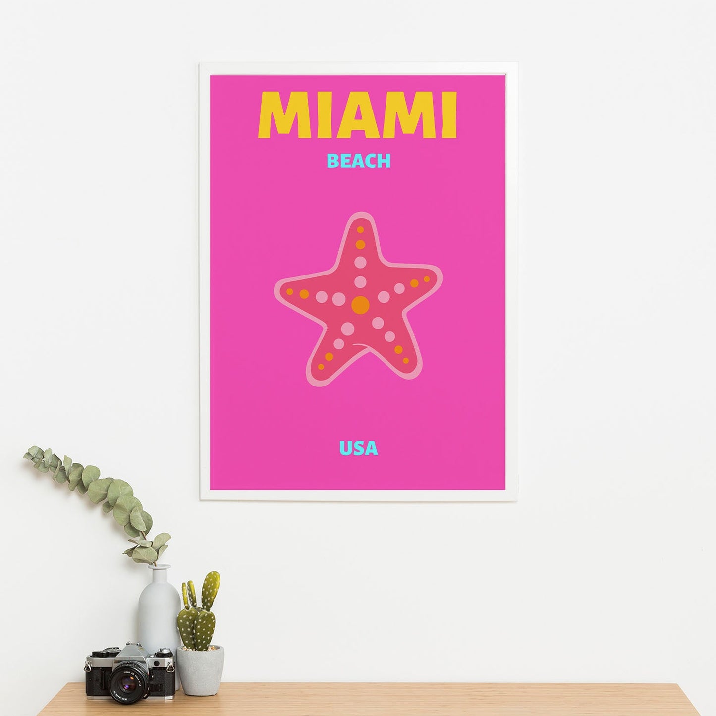 Wes Co Gallery Poster Miami Beach USA Pink Colorful Travel 16 x 20" Home Goods - Travel Illustrations Edge to edge Art Print