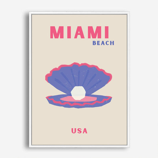 Wes Co Gallery Poster Miami Seashell USA Colorful Travel 5 x 7" Home Goods - Travel Illustrations Edge to edge Art Print