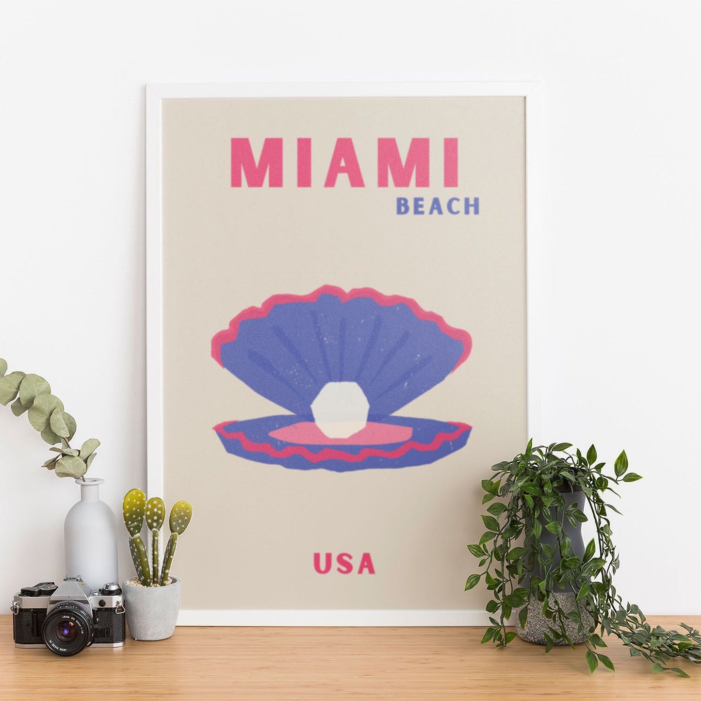 Wes Co Gallery Poster Miami Seashell USA Colorful Travel 12 x 16" Home Goods - Travel Illustrations Edge to edge Art Print