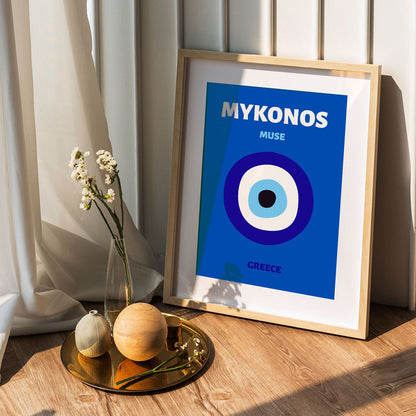 Wes Co Gallery Poster Mykonos Muse Greece Colorful Travel 5 x 7" Home Goods - Travel Illustrations Edge to edge Art Print