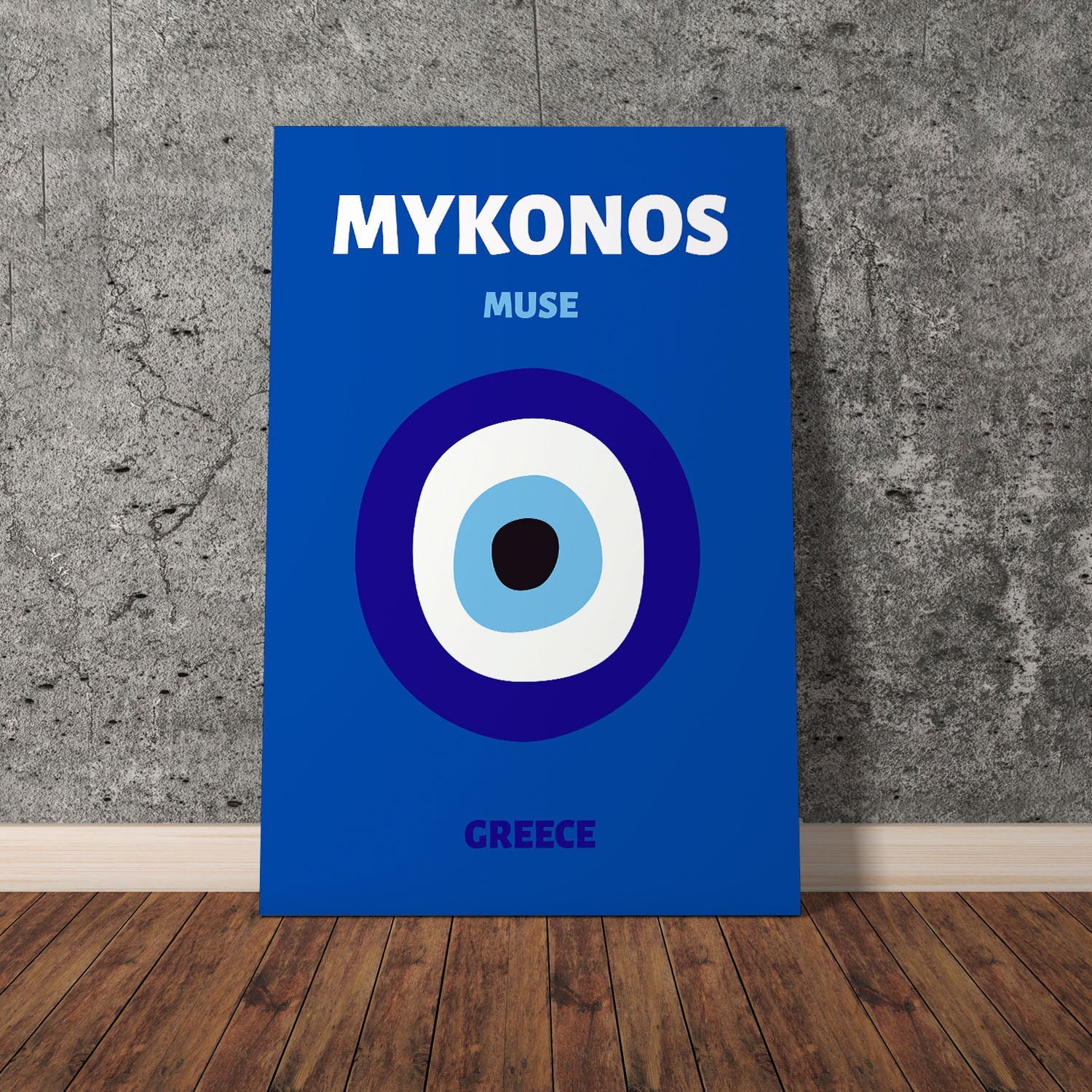 Wes Co Gallery Poster Mykonos Muse Greece Colorful Travel 11 x 17" Home Goods - Travel Illustrations Edge to edge Art Print