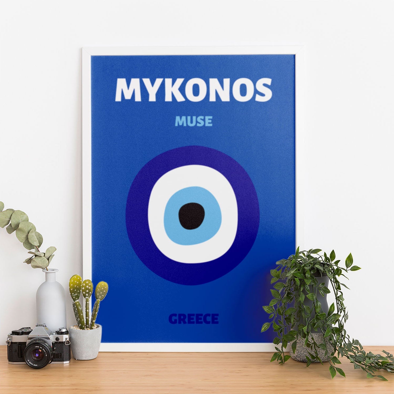 Wes Co Gallery Poster Mykonos Muse Greece Colorful Travel 12 x 16" Home Goods - Travel Illustrations Edge to edge Art Print