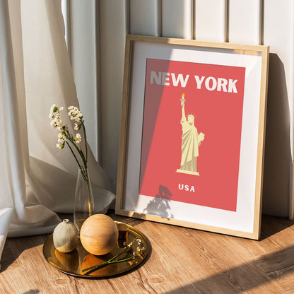 Wes Co Gallery Poster New York USA Colorful Travel 5 x 7" Home Goods - Travel Illustrations Edge to edge Art Print