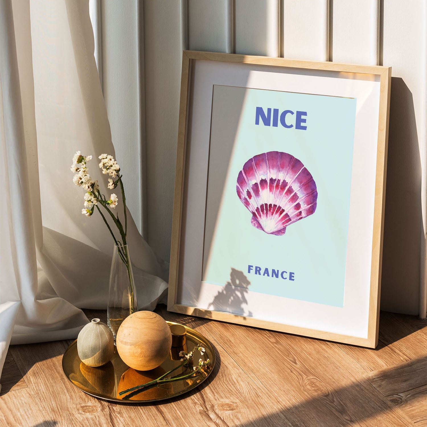 Wes Co Gallery Poster Nice France Colorful Travel 5 x 7" Home Goods - Travel Illustrations Edge to edge Art Print