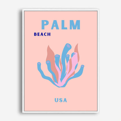 Wes Co Gallery Poster Palm Beach Pink USA Colorful Travel 5 x 7" Home Goods - Travel Illustrations Edge to edge Art Print