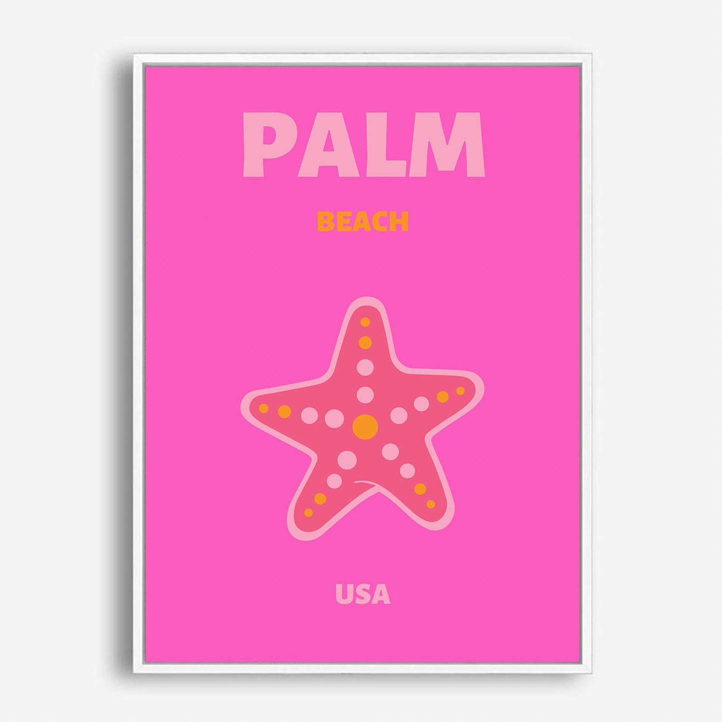 Wes Co Gallery Poster Palm Beach Starfish USA Colorful Travel 5 x 7" Home Goods - Travel Illustrations Edge to edge Art Print