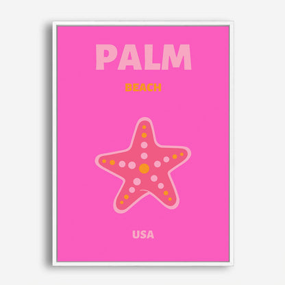 Wes Co Gallery Poster Palm Beach Starfish USA Colorful Travel 5 x 7" Home Goods - Travel Illustrations Edge to edge Art Print