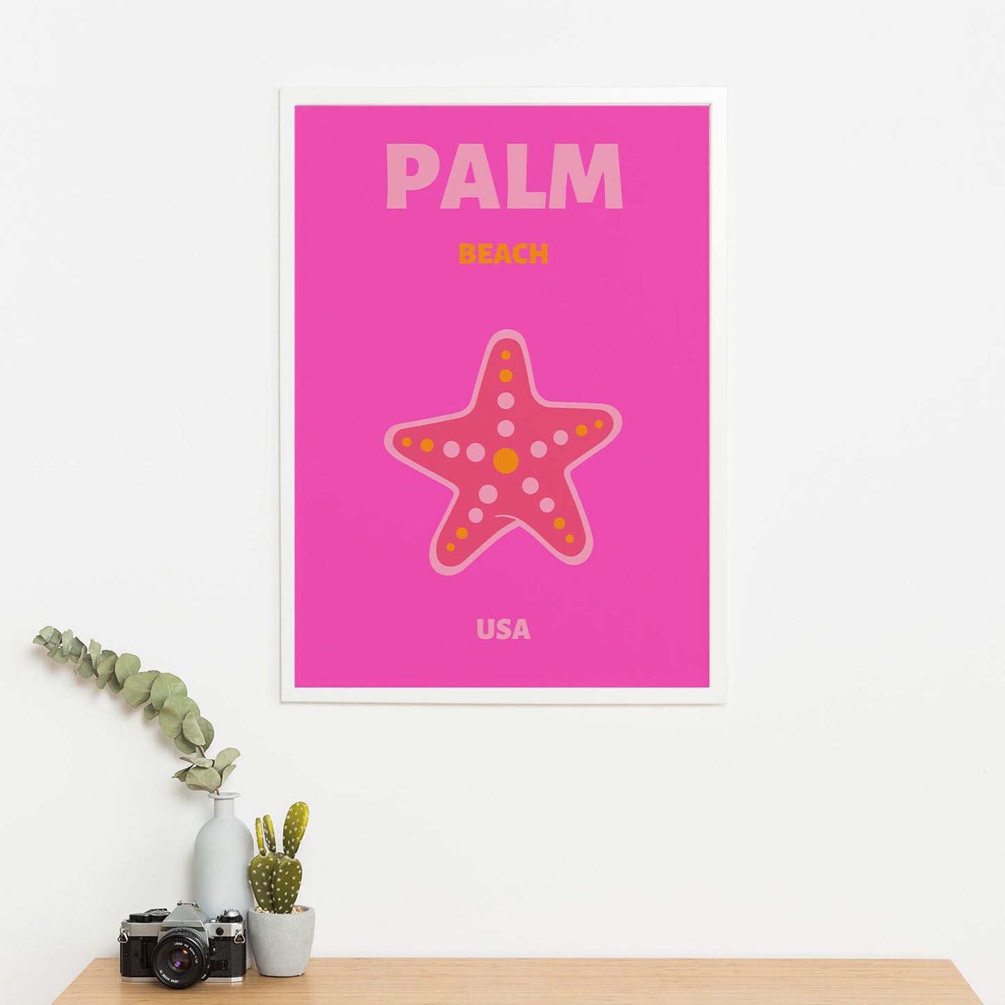 Wes Co Gallery Poster Palm Beach Starfish USA Colorful Travel 16 x 20" Home Goods - Travel Illustrations Edge to edge Art Print