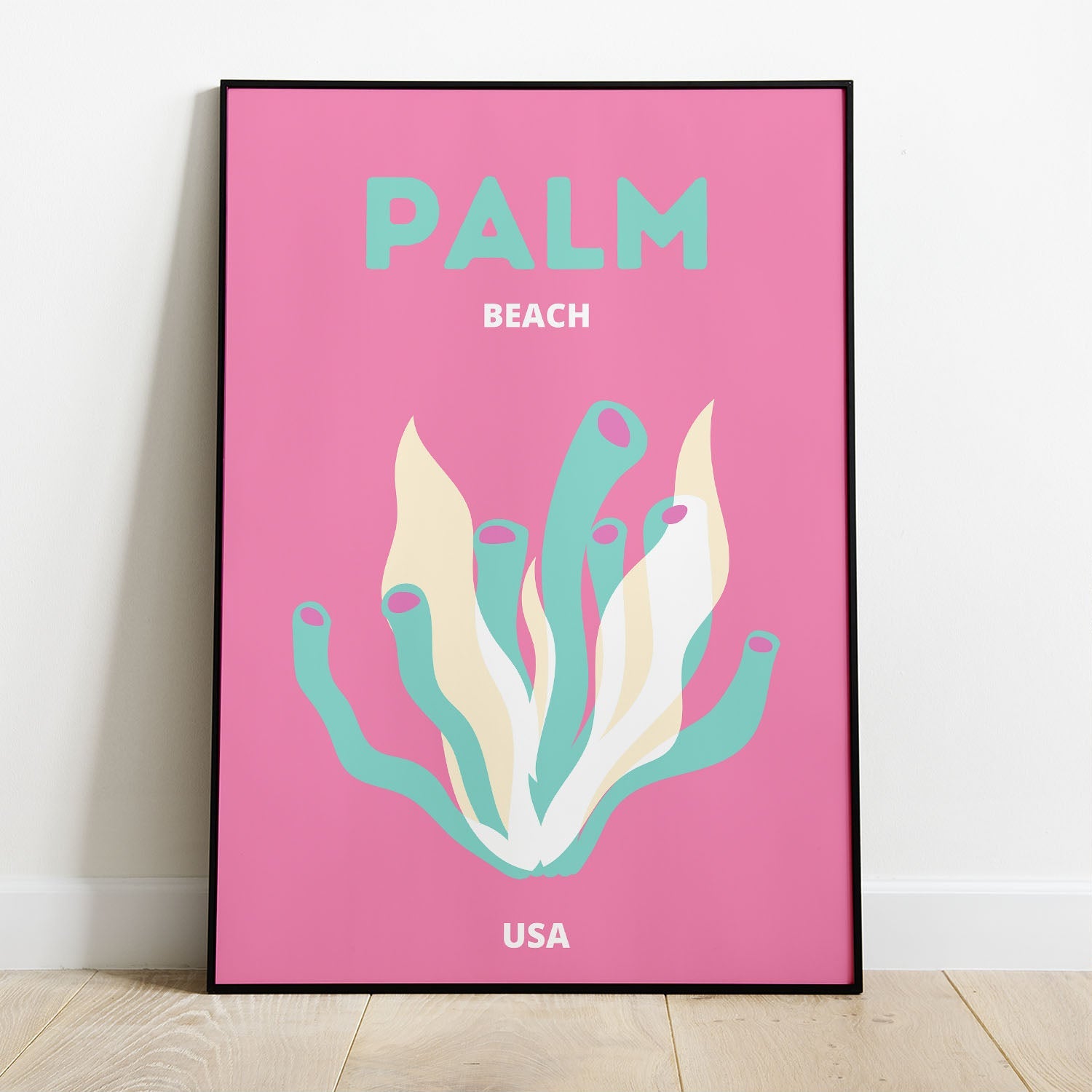 Wes Co Gallery Poster Palm Beach USA Colorful Travel.png 8 x 10" Home Goods - Travel Illustrations Edge to edge Art Print