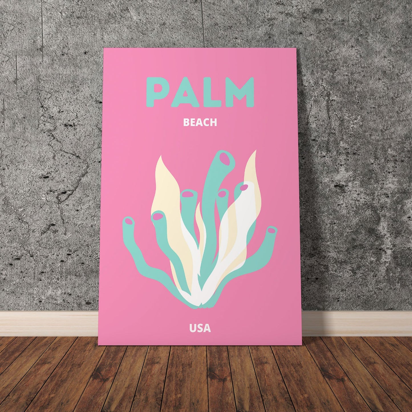 Wes Co Gallery Poster Palm Beach USA Colorful Travel.png 11 x 17" Home Goods - Travel Illustrations Edge to edge Art Print