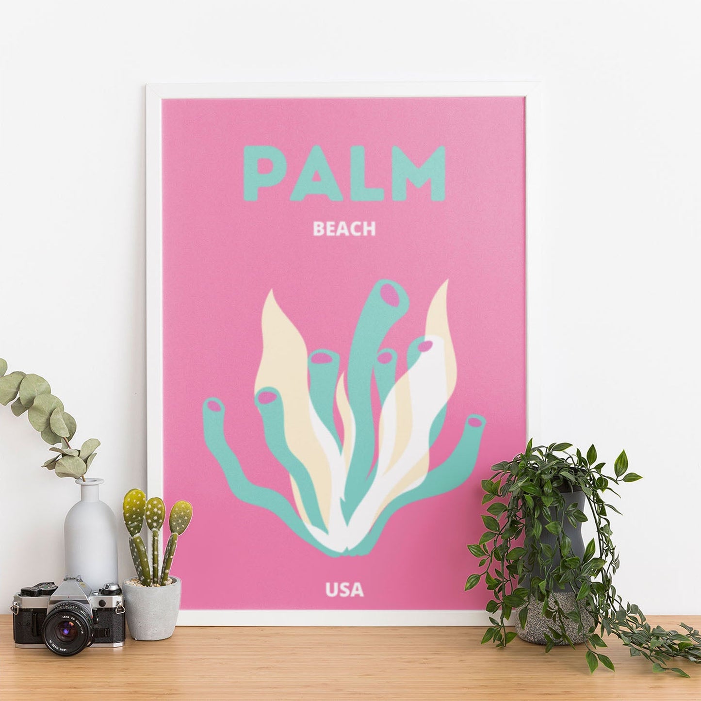 Wes Co Gallery Poster Palm Beach USA Colorful Travel.png 12 x 16" Home Goods - Travel Illustrations Edge to edge Art Print