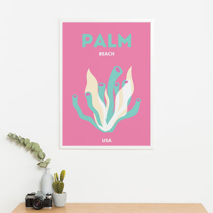 Wes Co Gallery Poster Palm Beach USA Colorful Travel.png 16 x 20" Home Goods - Travel Illustrations Edge to edge Art Print