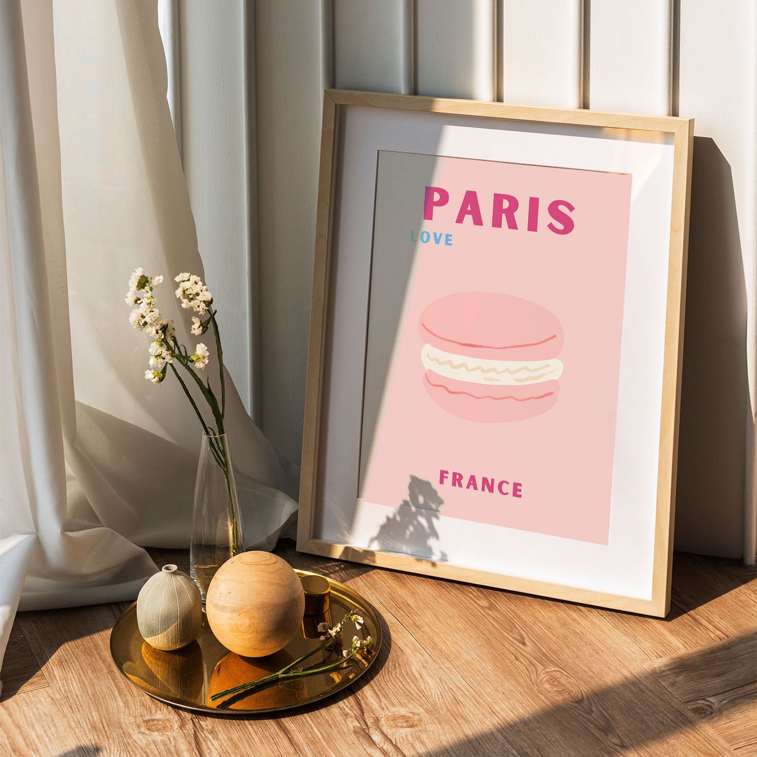 Wes Co Gallery Poster Paris Pink France Colorful Travel 5 x 7" Home Goods - Travel Illustrations Edge to edge Art Print