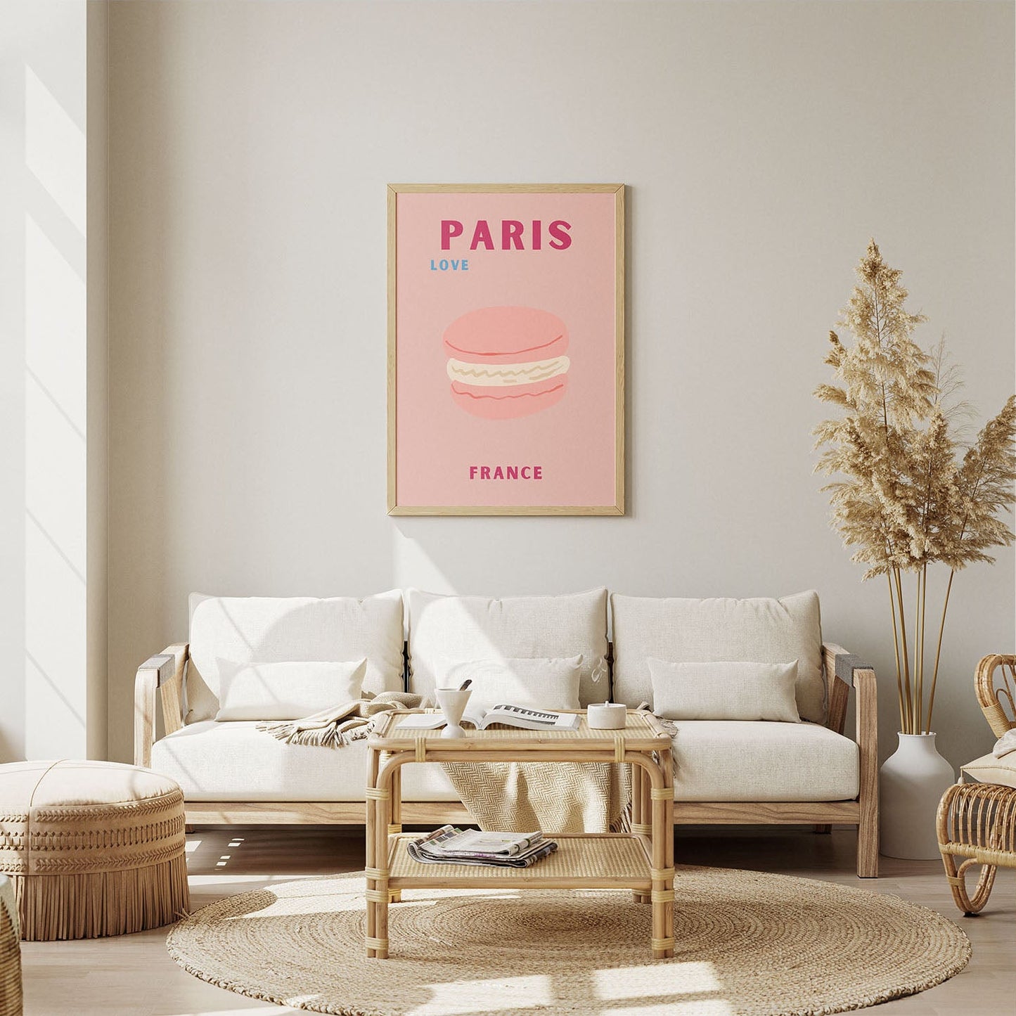 Wes Co Gallery Poster Paris Pink France Colorful Travel 8 x 10" Home Goods - Travel Illustrations Edge to edge Art Print