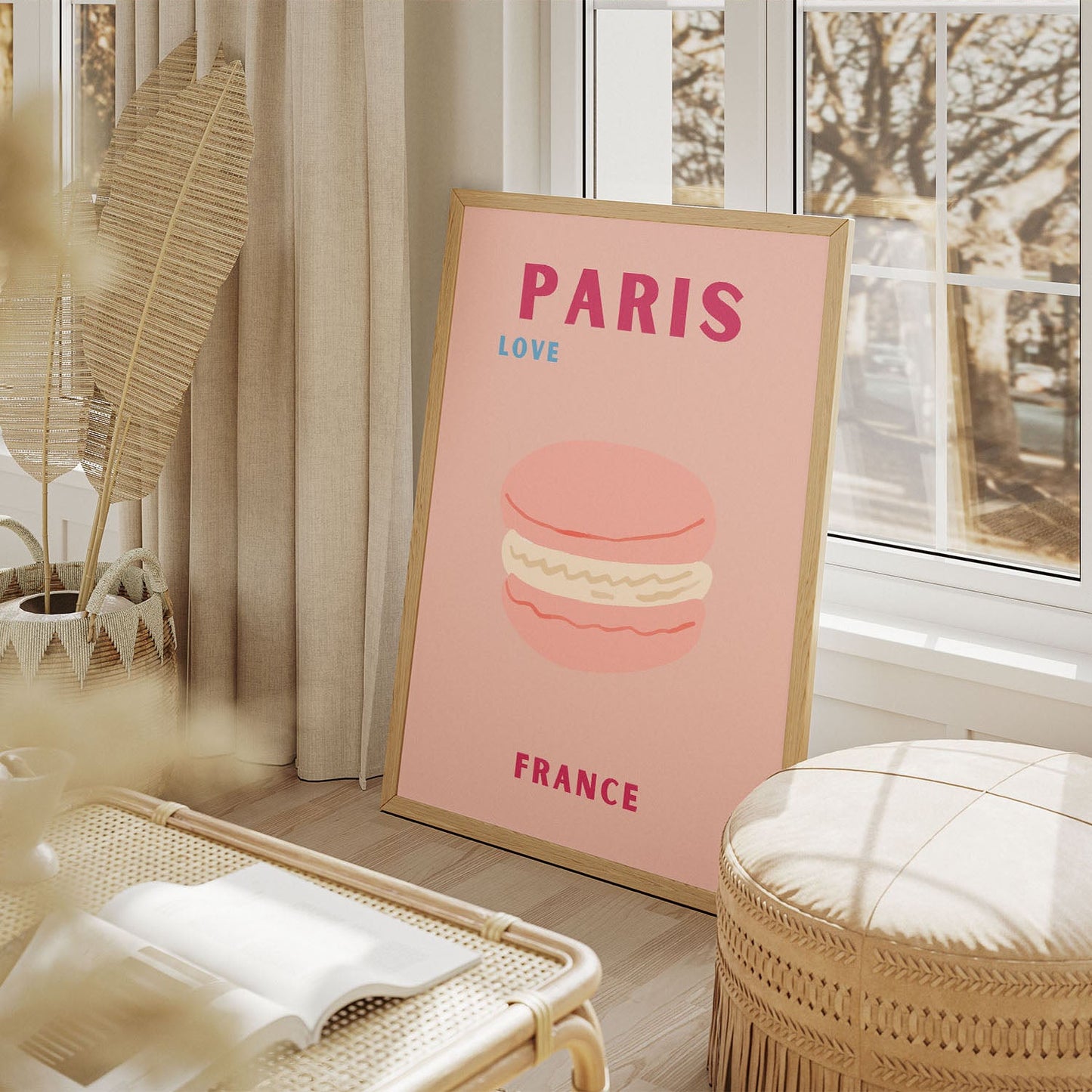 Wes Co Gallery Poster Paris Pink France Colorful Travel 11 x 17" Home Goods - Travel Illustrations Edge to edge Art Print