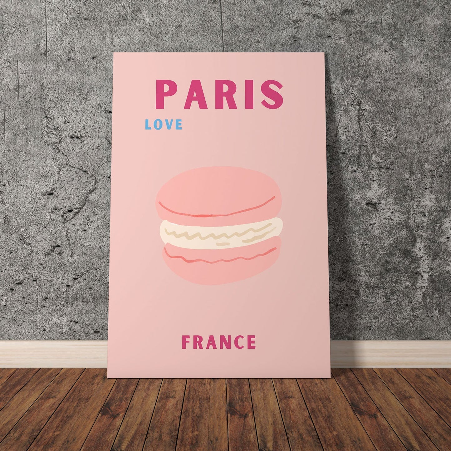 Wes Co Gallery Poster Paris Pink France Colorful Travel 11 x 17" Home Goods - Travel Illustrations Edge to edge Art Print